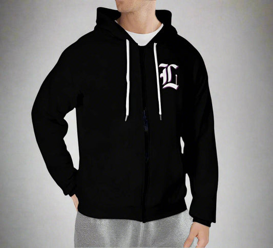 Polyester Lightweight Lunacy Zip Up Hoodie (Black) - Lunacy Deals & Designs