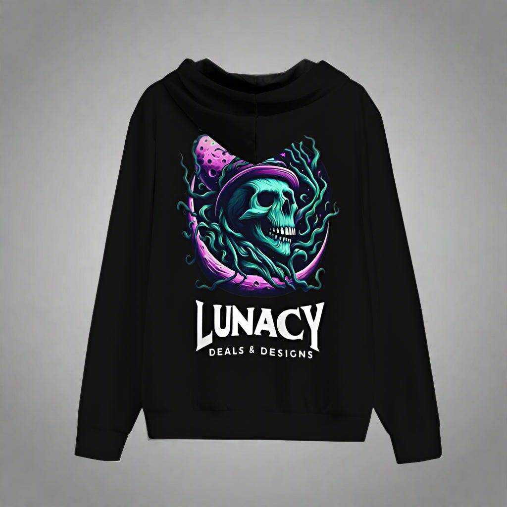Polyester Lightweight Lunacy Zip Up Hoodie (Black) - Lunacy Deals & Designs