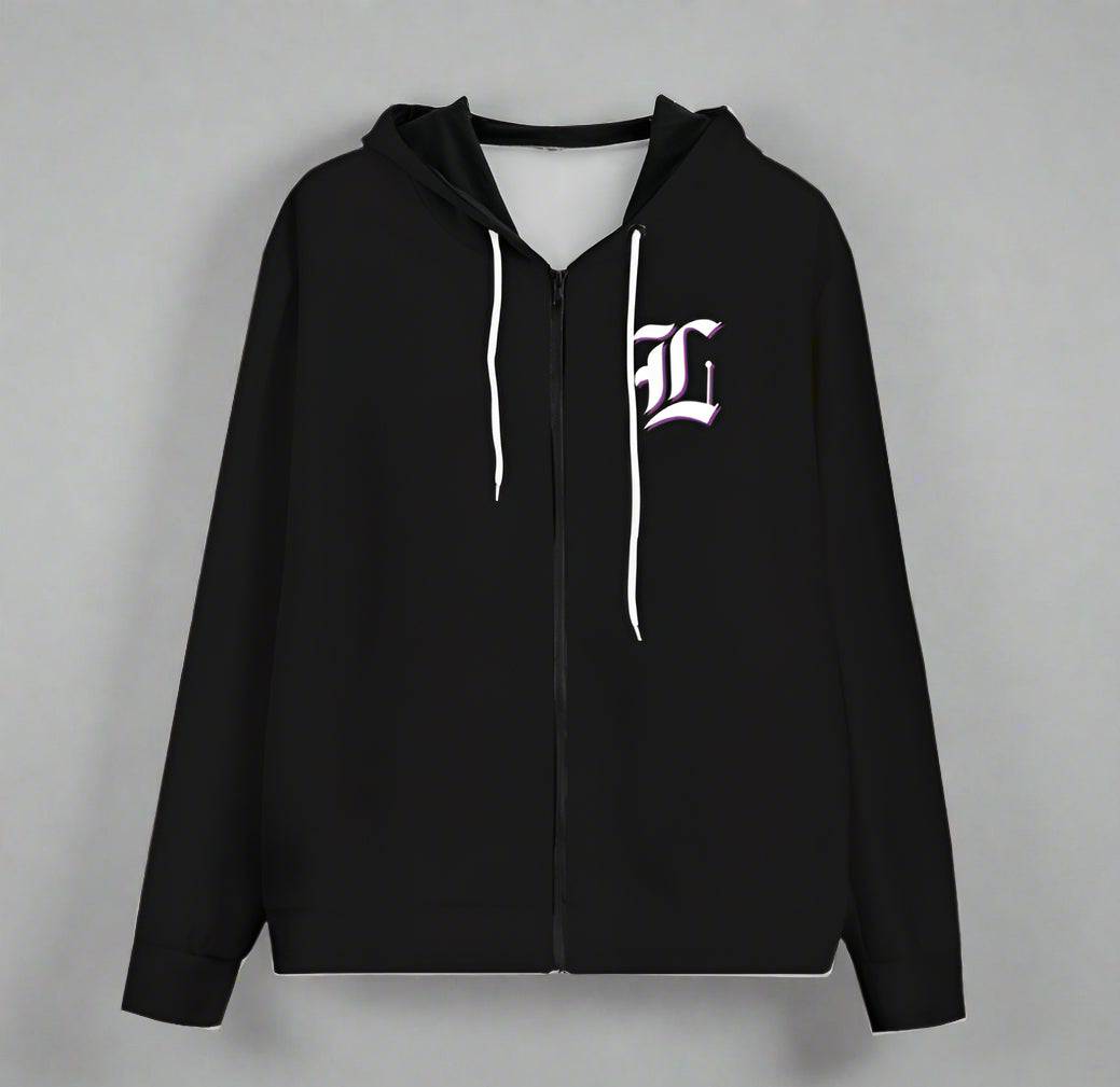 Polyester Lightweight Lunacy Zip Up Hoodie (Black) - Lunacy Deals & Designs