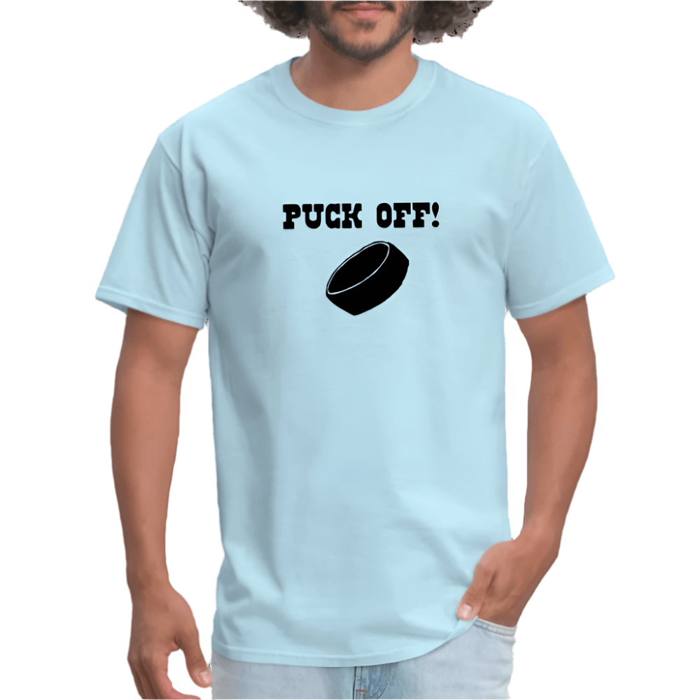 Men's 'Puck Off' Hockey Tshirt - powder blue