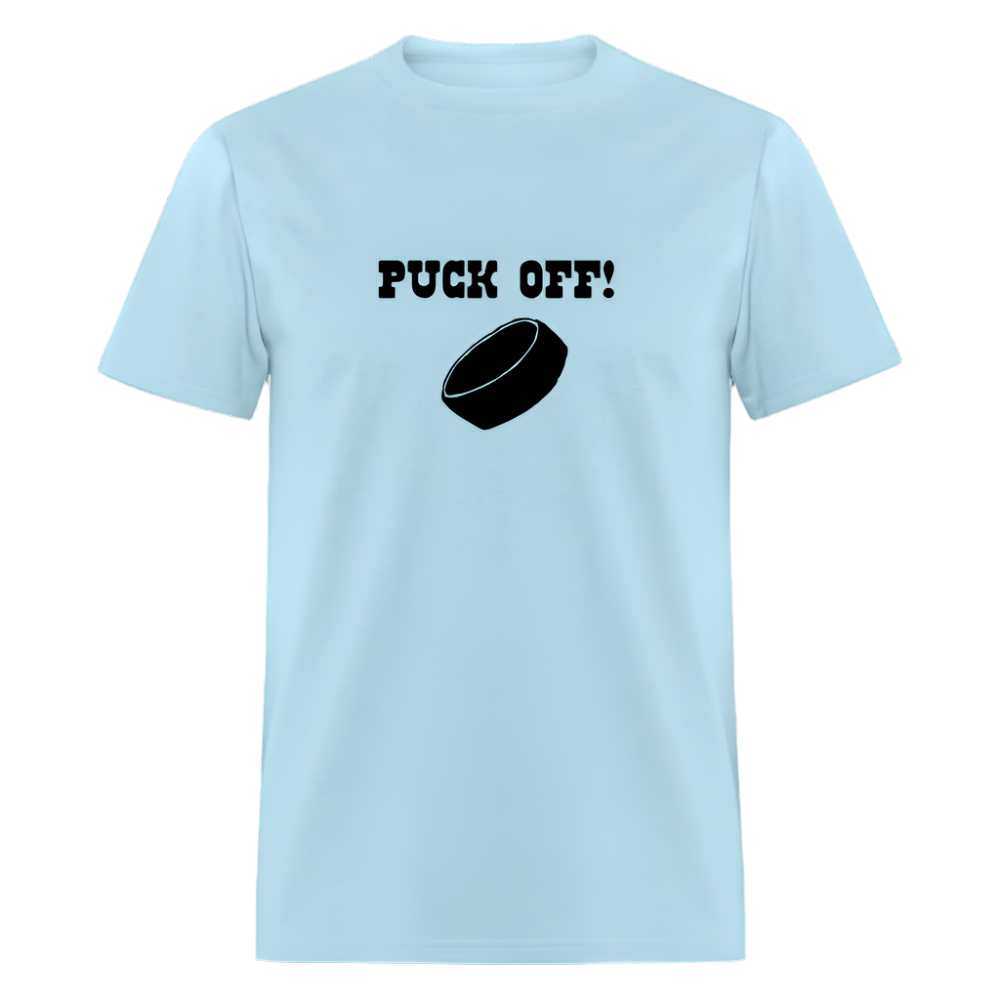 Men's 'Puck Off' Hockey Tshirt - powder blue