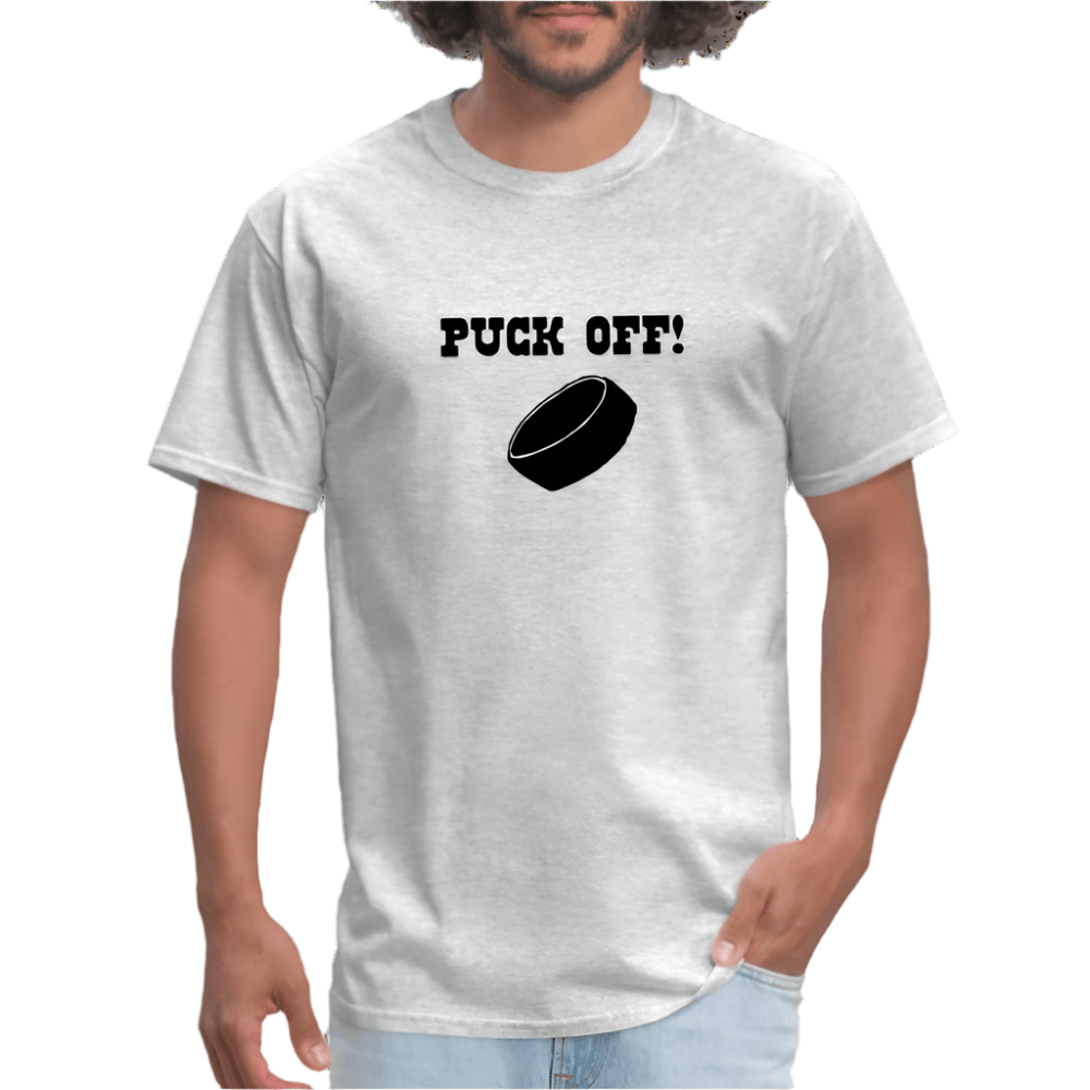 Men's 'Puck Off' Hockey Tshirt - heather gray