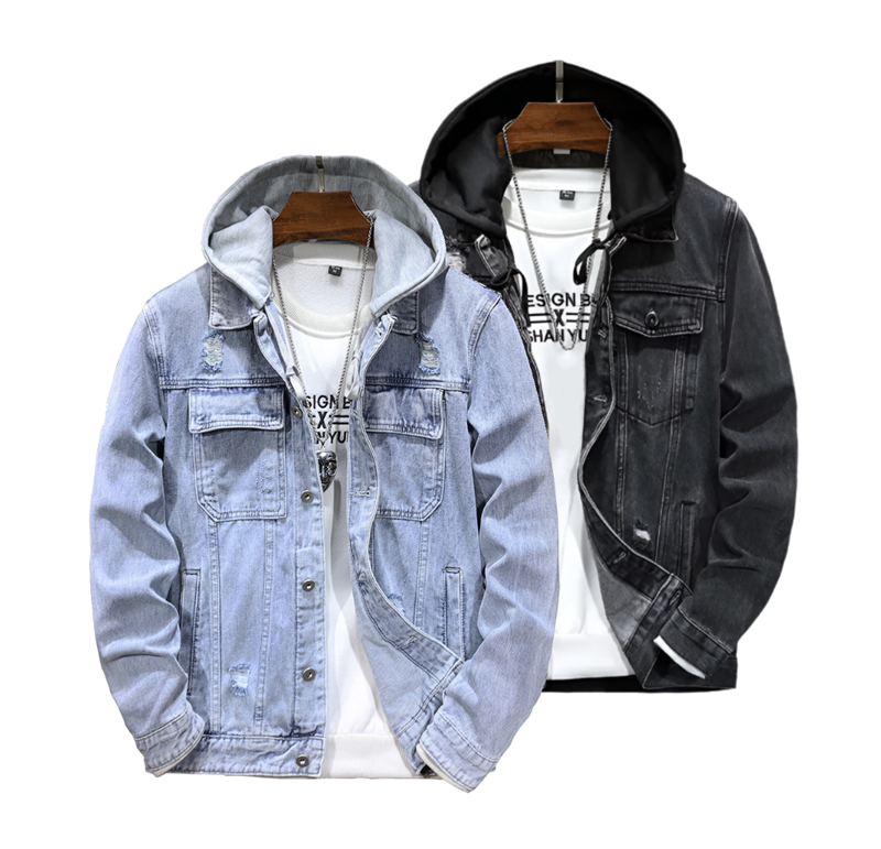 Men's Detachable Hooded Denim Jacket
