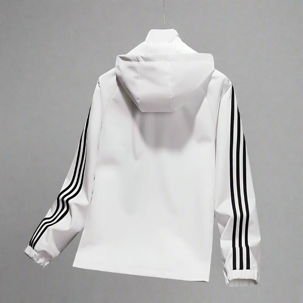 Men's Striped Lightweight Jacket with Detachable Hood