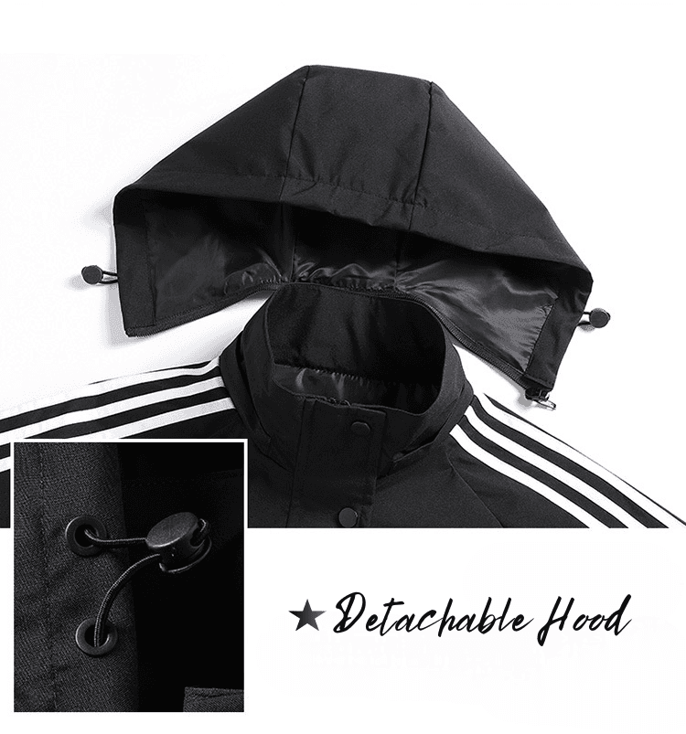 Men's Striped Lightweight Jacket with Detachable Hood