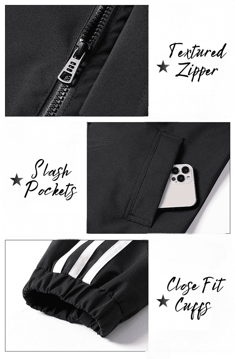 Men's Striped Lightweight Jacket with Detachable Hood