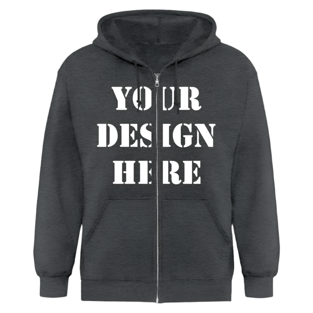 Men's Zip Hoodie (Customizable: Chest) - deep heather