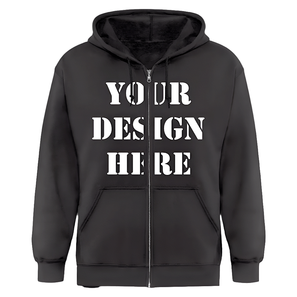 Men's Zip Hoodie (Customizable: Chest) black