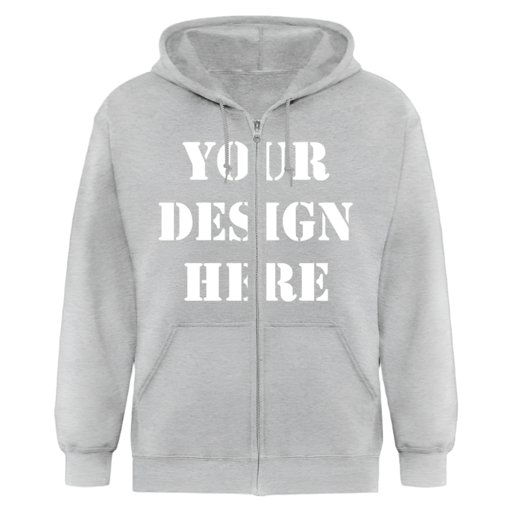 Men's Zip Hoodie (Customizable: Chest) - heather gray