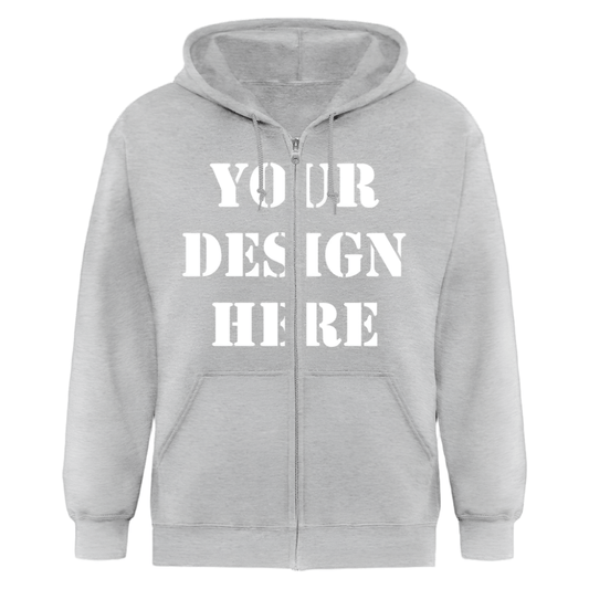 Men's Zip Hoodie (Customizable: Chest) - heather gray