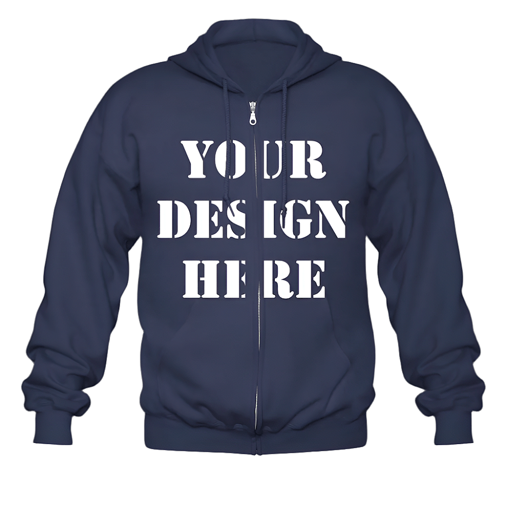 Men's Zip Hoodie (Customizable: Chest) navy