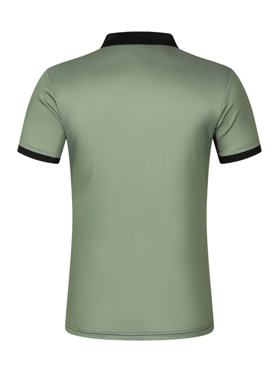 Men's Casual Striped green Polo Shirt- back