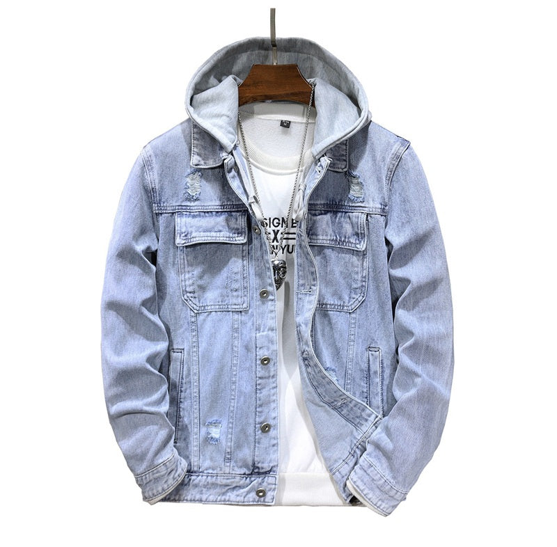 Men's Detachable Hooded Denim Jacket