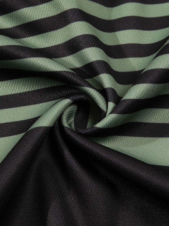 Men's Casual Striped green Polo Shirt- fabric