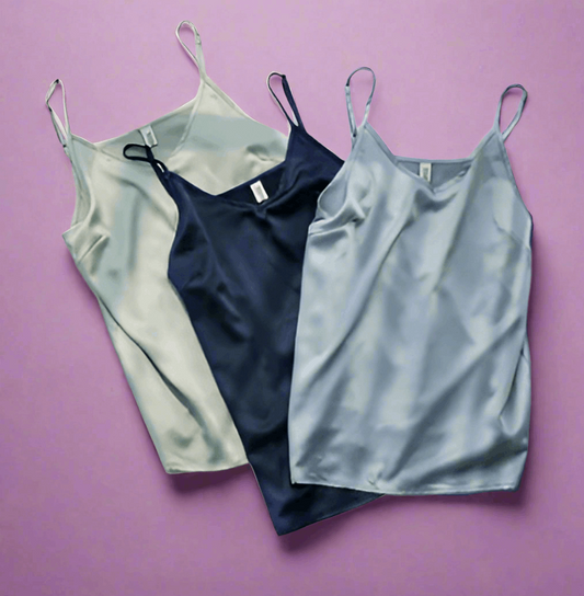 Satin Spaghetti Strap V Neck Camisole - Lunacy Deals & Designs