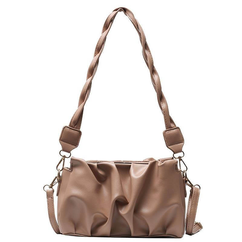 Twisted Handle Ruched Cloud Handbag taupe