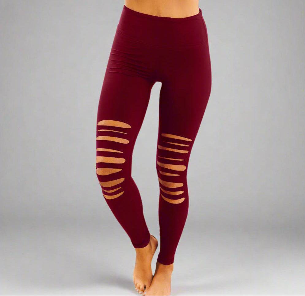 WOMEN'S STRETCHY HIGH WAIST CUTOUT LEGGINGS