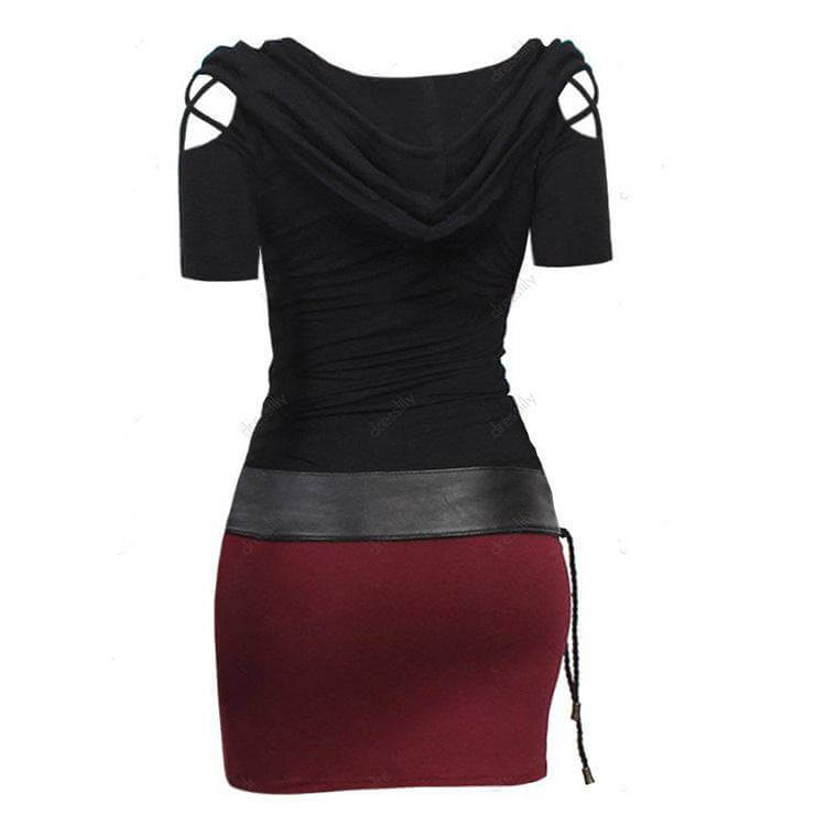 Women's Hooded Long Sleeved Belted Dress - back