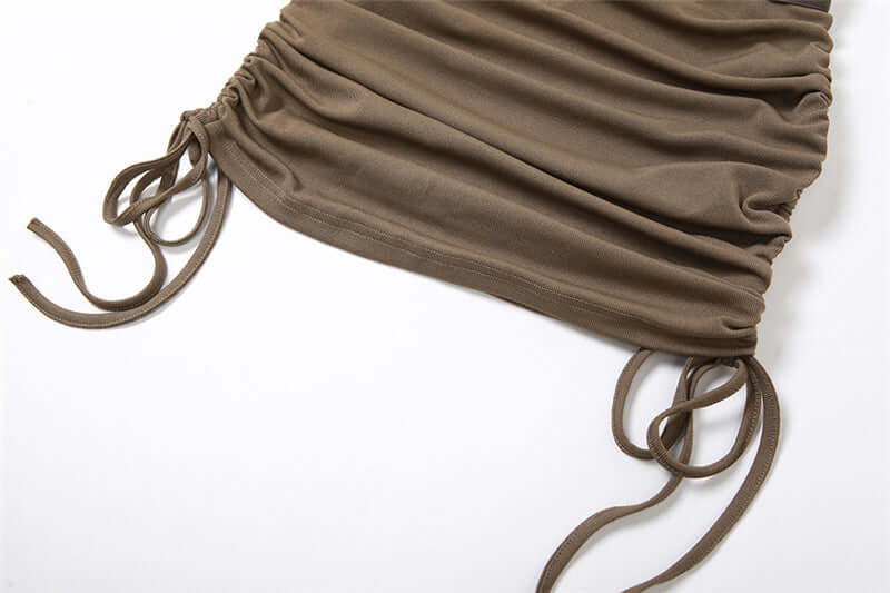 Women's Hooded Ruched Dress with Detached Sleeves - Lunacy Deals & Designs