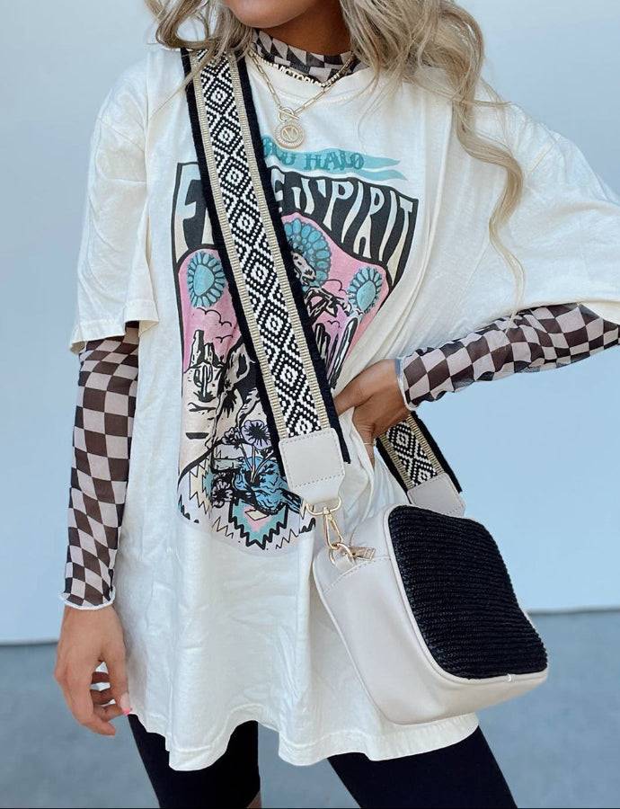 Women's Lightweight Black & White Checkered Long Sleeve Top - Lunacy Deals & Designs