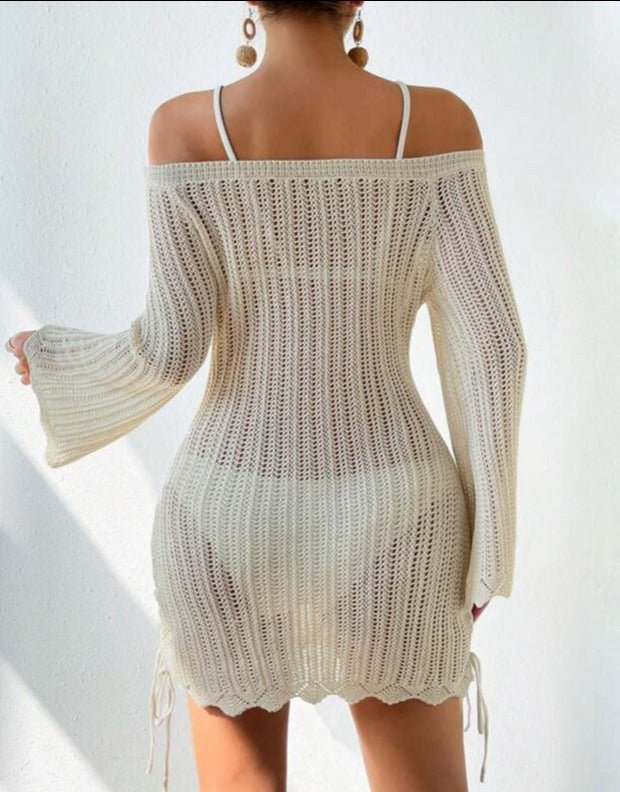 Women's Long Bell Sleeved Knit Beach Cover-Up