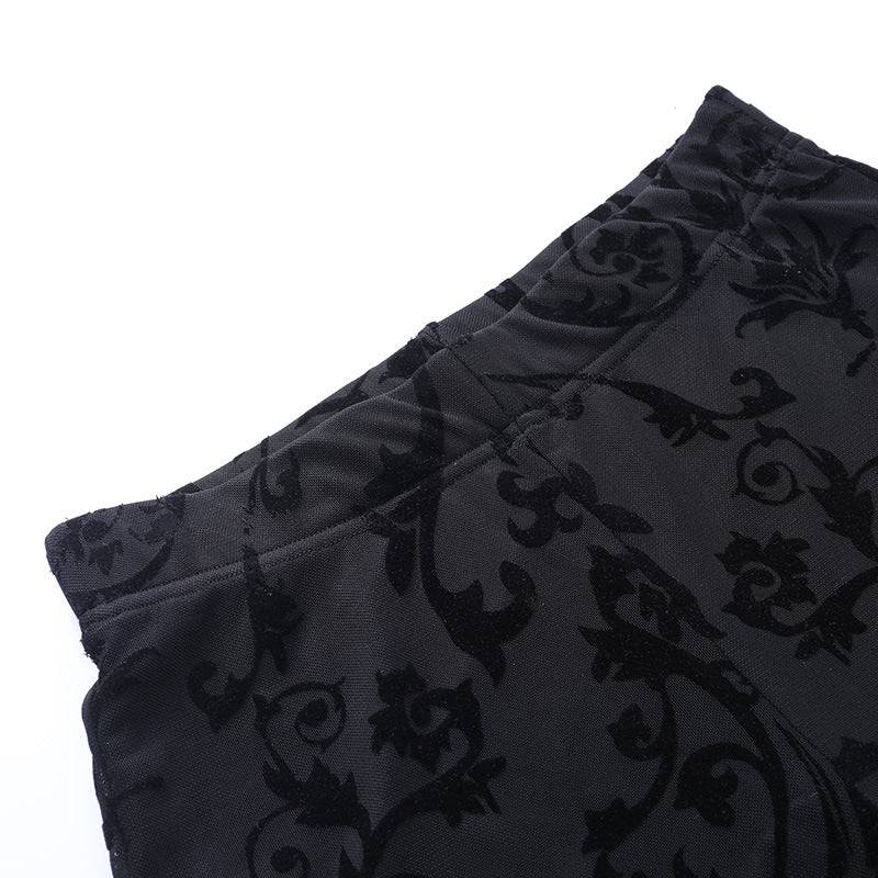 Women's Sheer Floral Lace Flare Pants