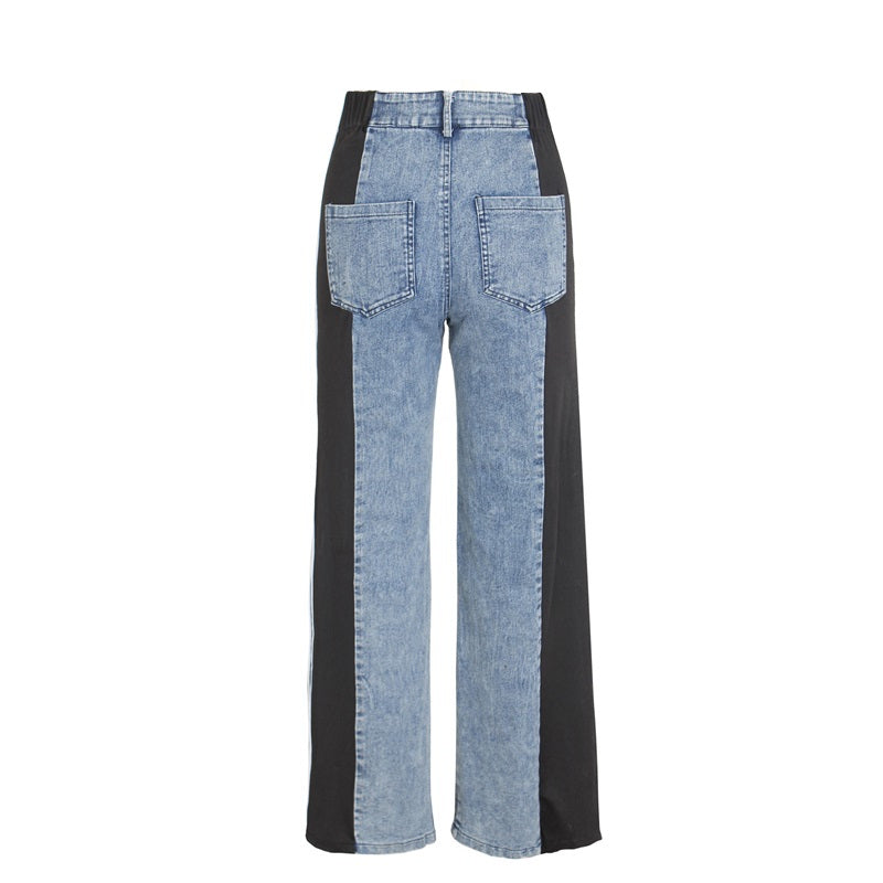 Women's Striped High Waist Straight Leg Denim Pants - Lunacy Deals & Designs