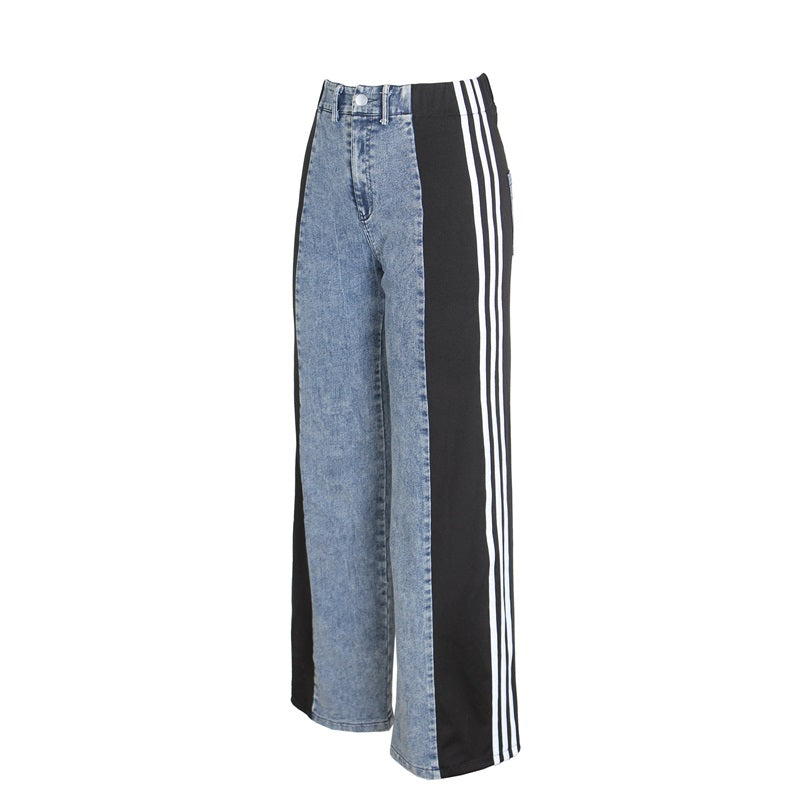 Women's Striped High Waist Straight Leg Denim Pants - Lunacy Deals & Designs