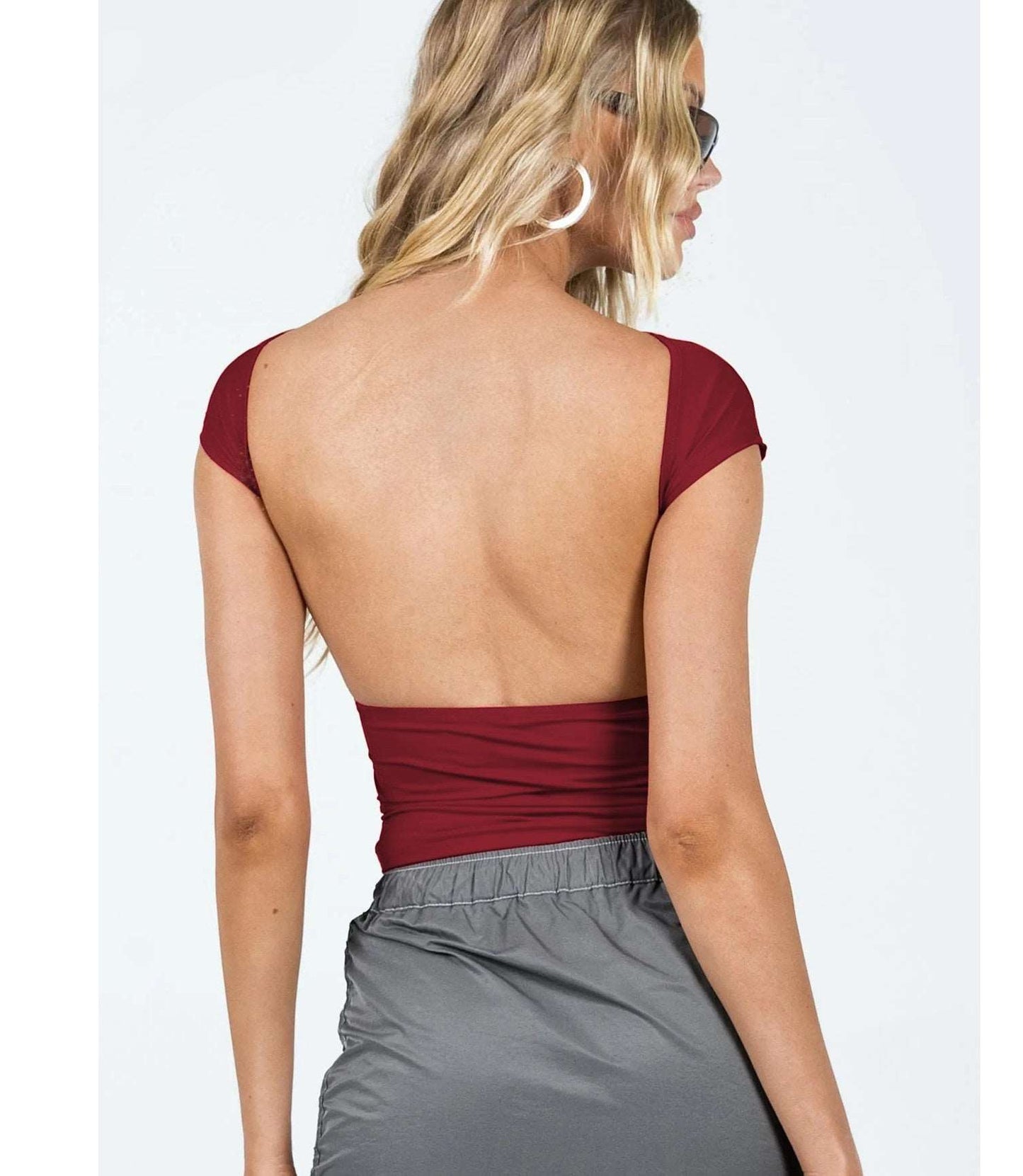 Women's Slim Fit Cap Sleeve Backless T-shirt - Lunacy Deals & Design