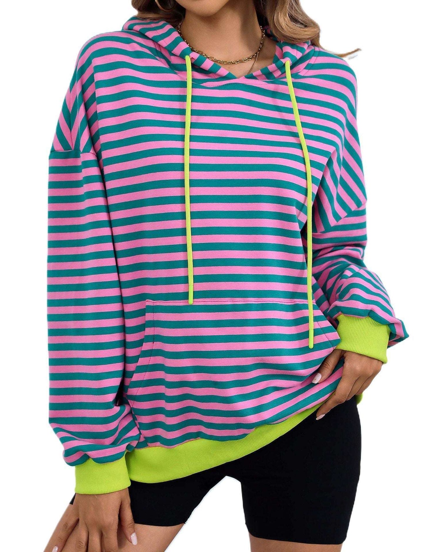 Women's Horizontal Candy Striped Hoodie - Lunacy Deals & Designs