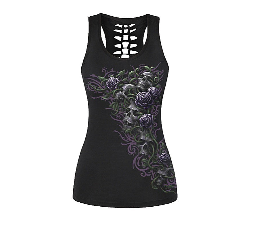 Women's Les Fleurs Violettes Sombres Hollow Out Tank Top