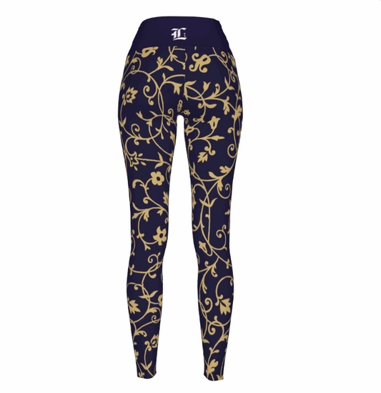 Women's Regal Flora High Waist Stretchy Leggings - Lunacy Deals & Designs