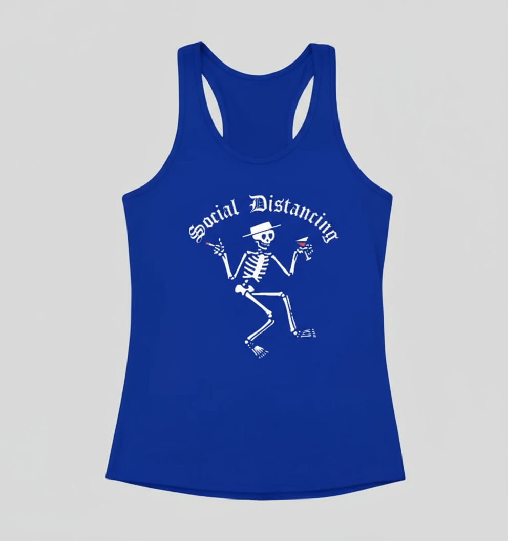 Women's Social Dist-ancing Tank Top-blue