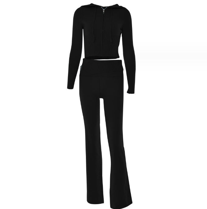 Women's Zip-Up Sweater & High Waist Pants Set - Lunacy Deals & Designs