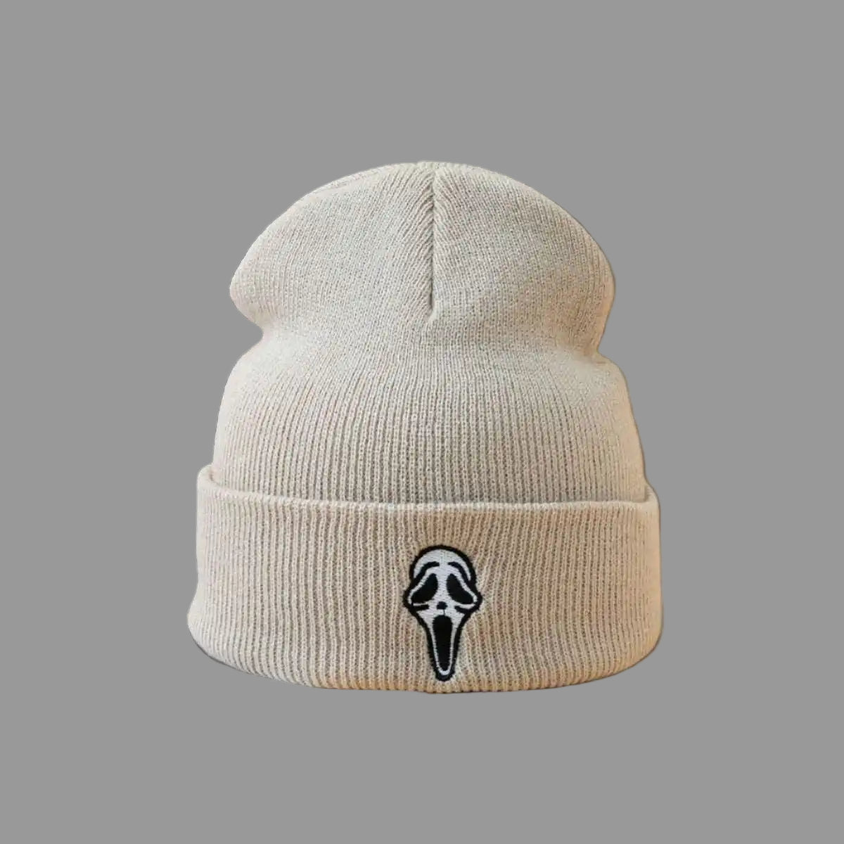 Embroidered Ghost Face Knitted Toque / Hat - Lunacy Deals & Designs