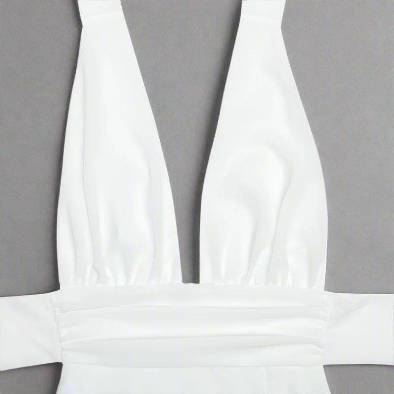 Flowing Backless Tie-Up Halter V-neck Dress - Lunacy Deals & Designs