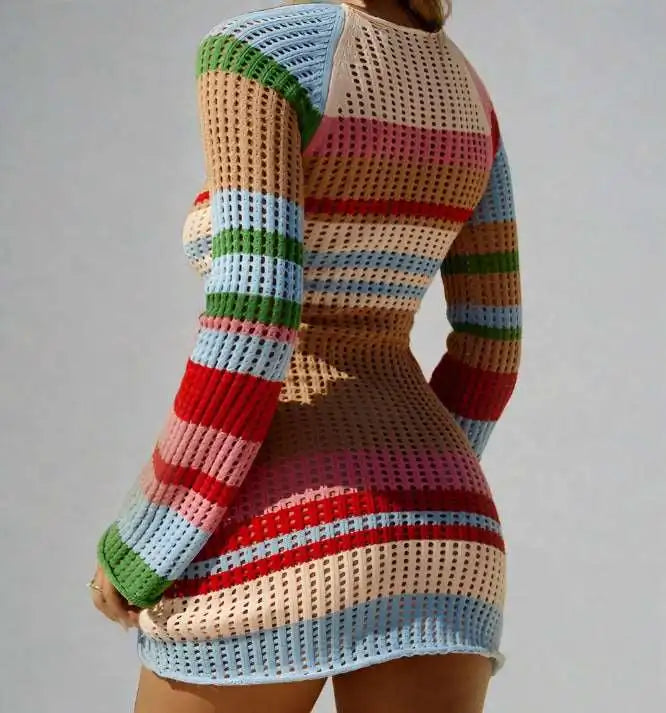 Knitted Hollow-Out Mini Dress - Lunacy Deals & Designs