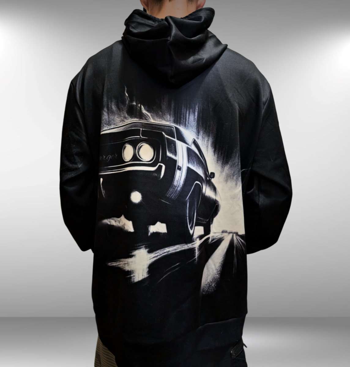 Men's Black & White Charger Hoodie - Lunacy Deals & Designs