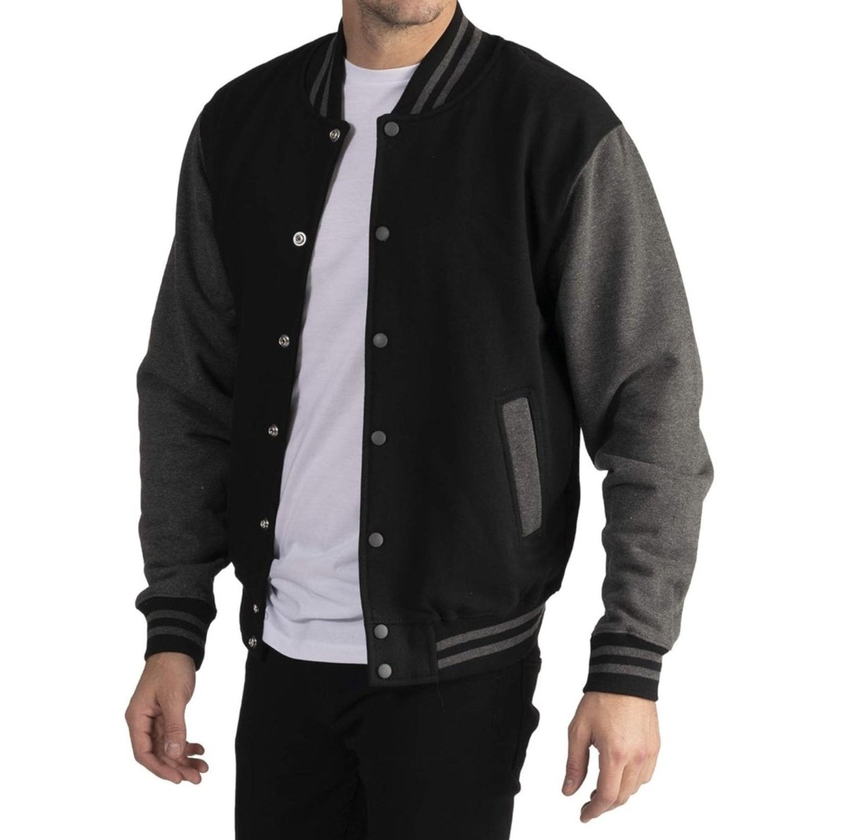 Men's Fleece Snap Button Varsity Jacket - Lunacy Deals & Designs