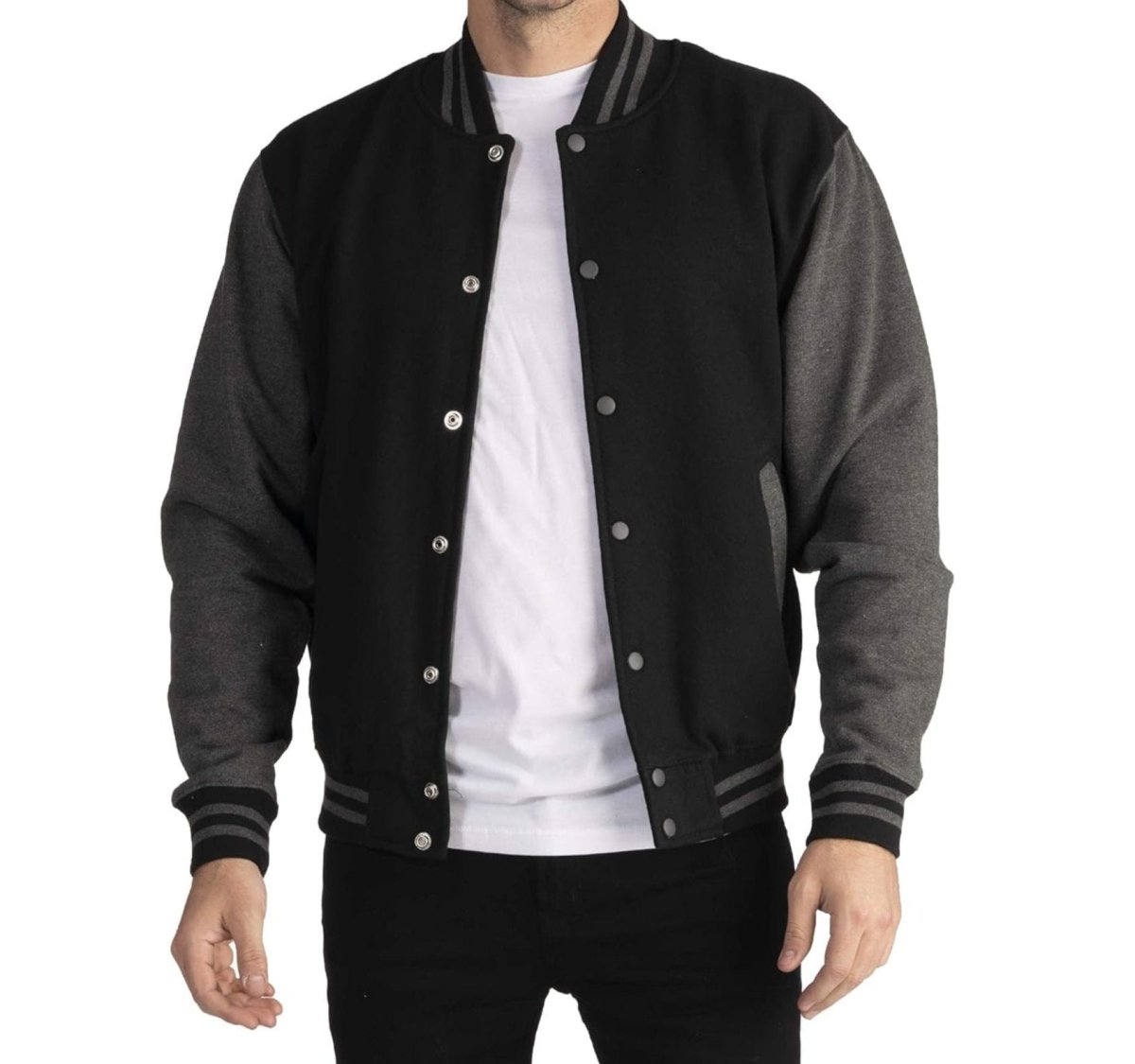 Men's Fleece Snap Button Varsity Jacket - Lunacy Deals & Designs