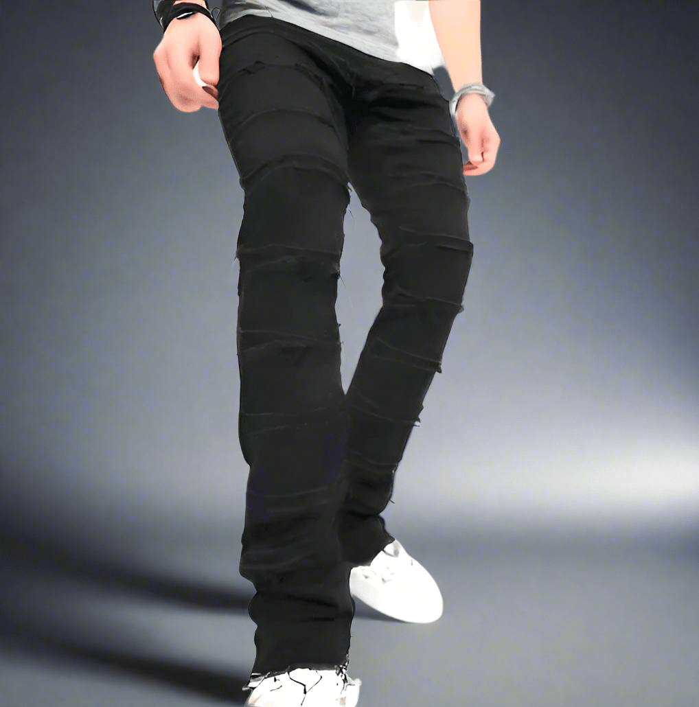 Men's Frayed Vintage Stacked Jeans - Lunacy Deals & Designs