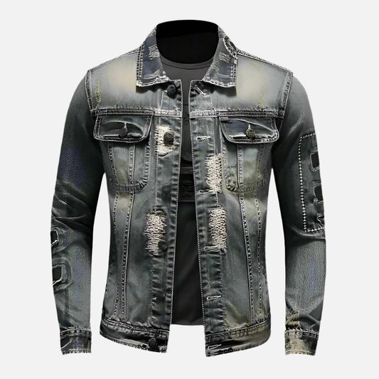 Men's Retro Distressed Denim Jacket - Lunacy Deals & Designs