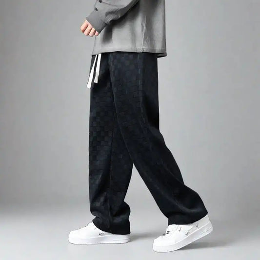 Men's Black Corduroy Checkered Sweatpants - Lunacy Deals & Designs