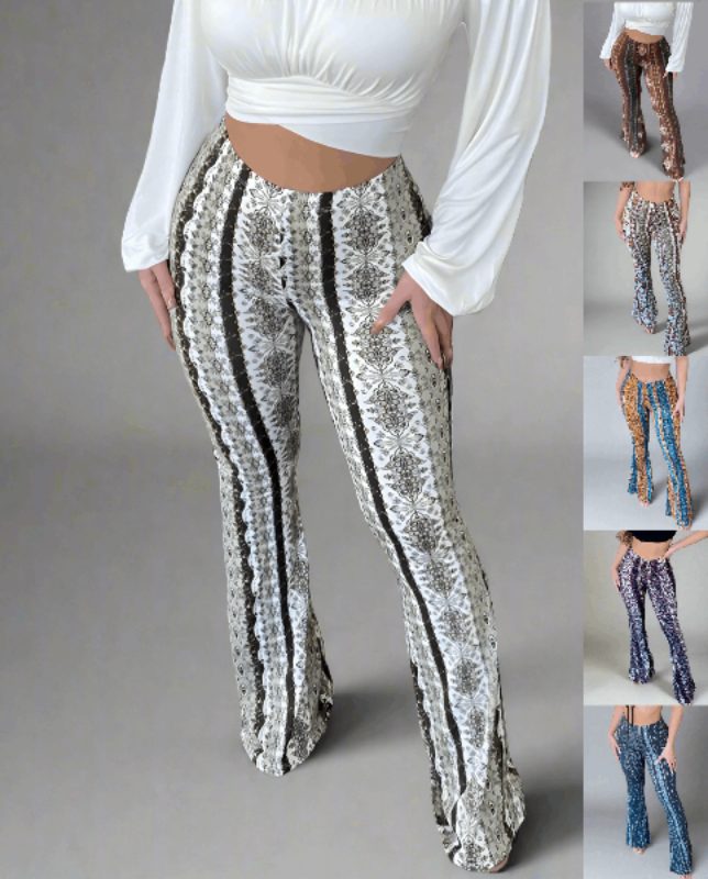 Women's Flared Boho Print Pants - Lunacy Deals & Designs