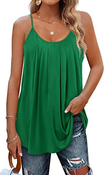 Women's Thin Strap Pleated Tank Top