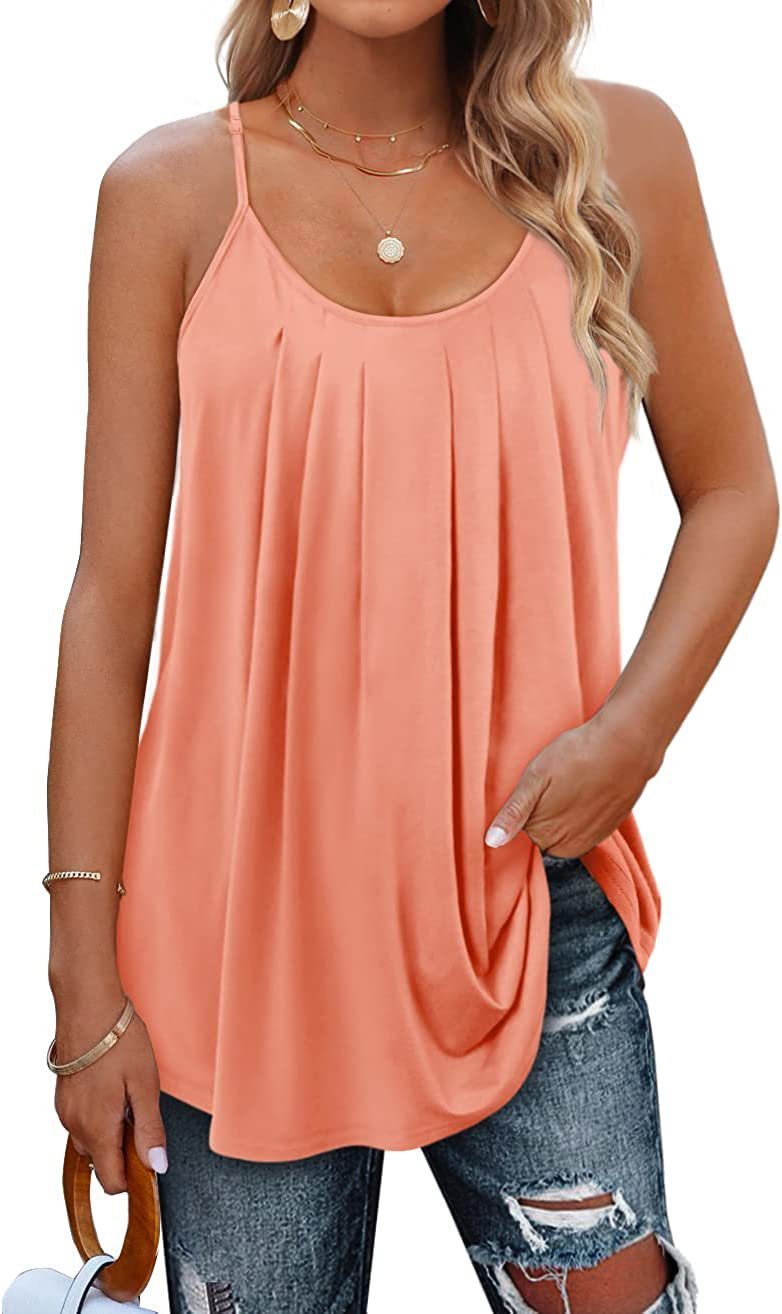 Women's Thin Strap Pleated Tank Top