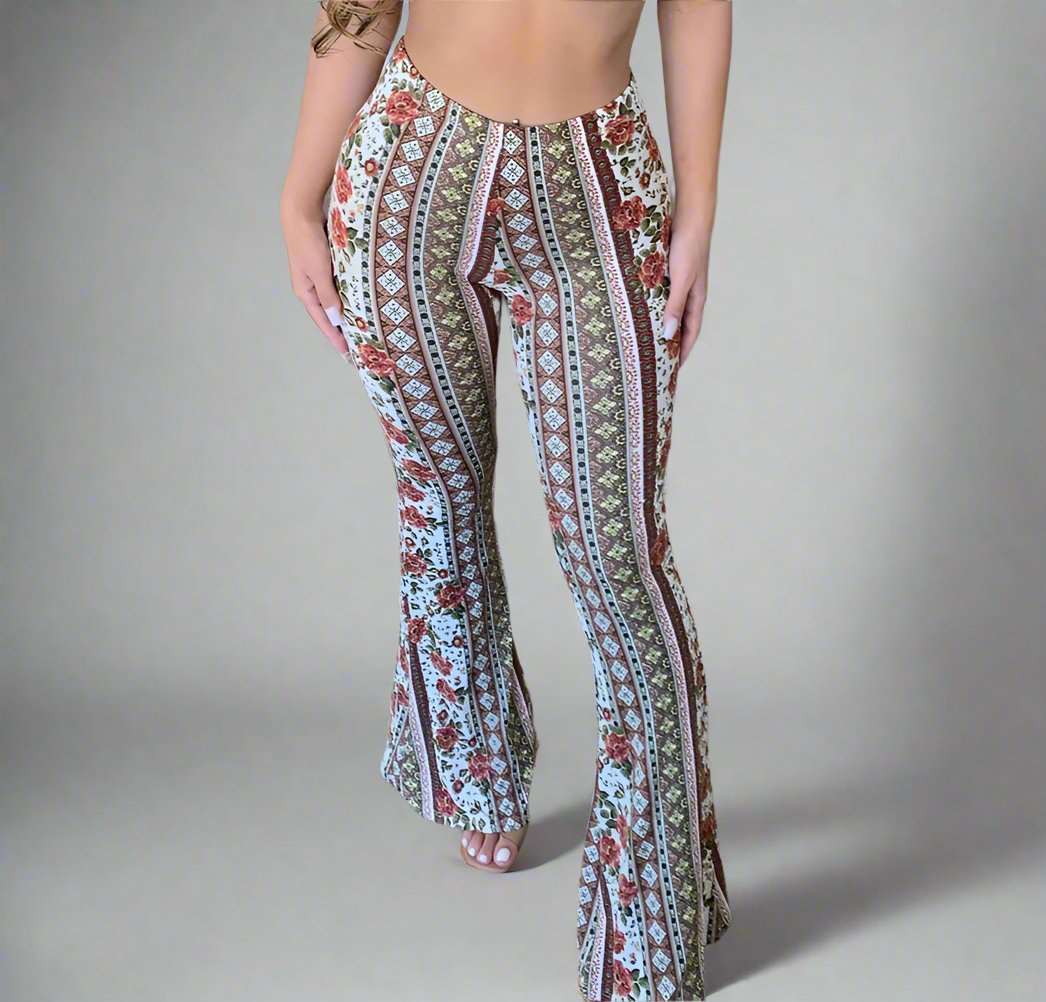 Women's Flared Boho Print Pants - Lunacy Deals & Designs