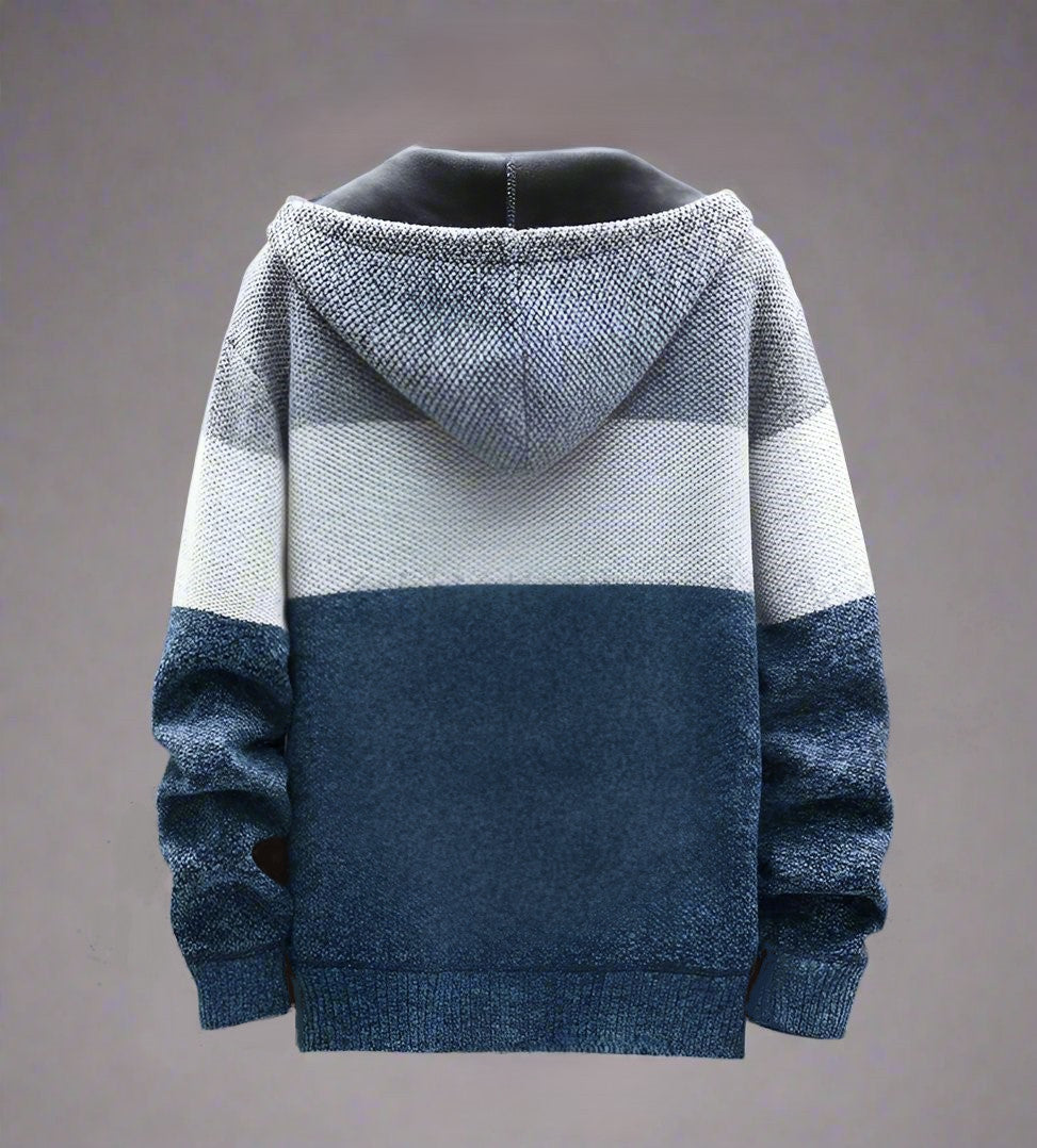 Kapuzenpullover mit Reißverschluss und Fleece im Colorblock-Design für Herren