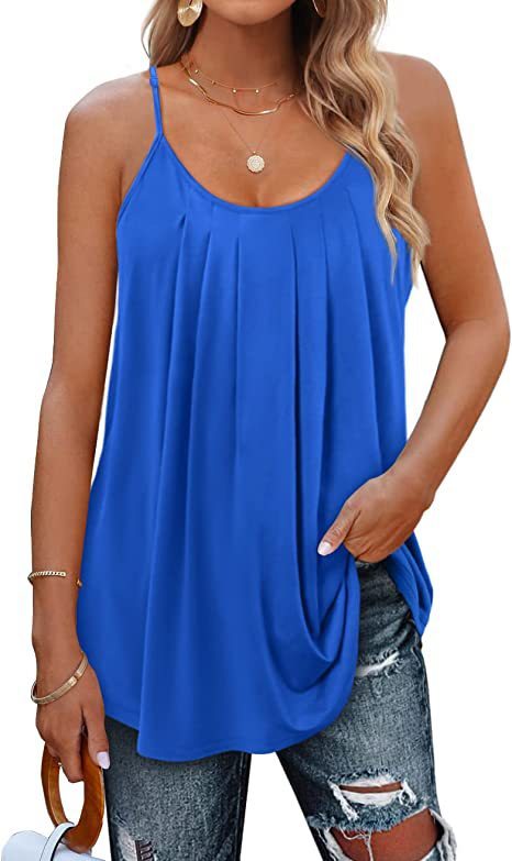 Women's Thin Strap Pleated Tank Top - Lunacy Deals & Designs