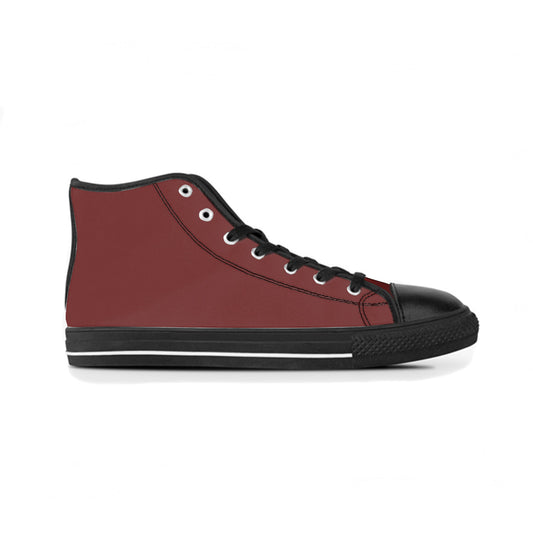 side profile of a Burgundy High Top Shoe